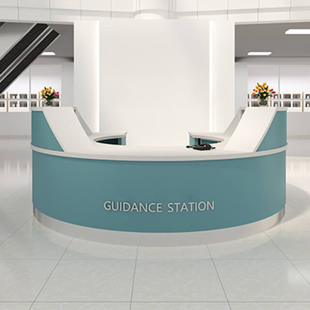 Manufacturer Customization Cyan Round Hospital Nurse Station Reception Table Counter
