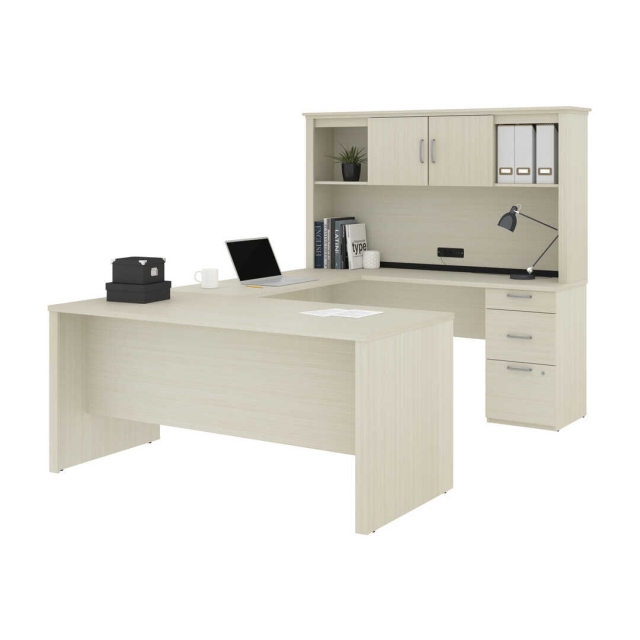 White U Shaped Executive Office Desk