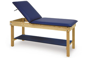 Stationary Wooden Treatment Adjustable Table with Shelf