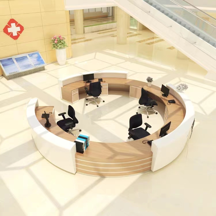 Wooden U Shaped Half Circle Reception Desk