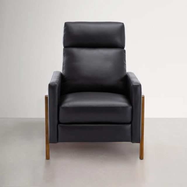 Leather Recliner Chair with Wooden Legs for Heavy Person